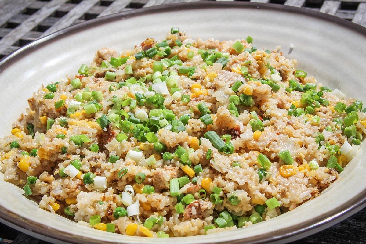 Serve the wild turkey fried rice as a side or as a main dish.