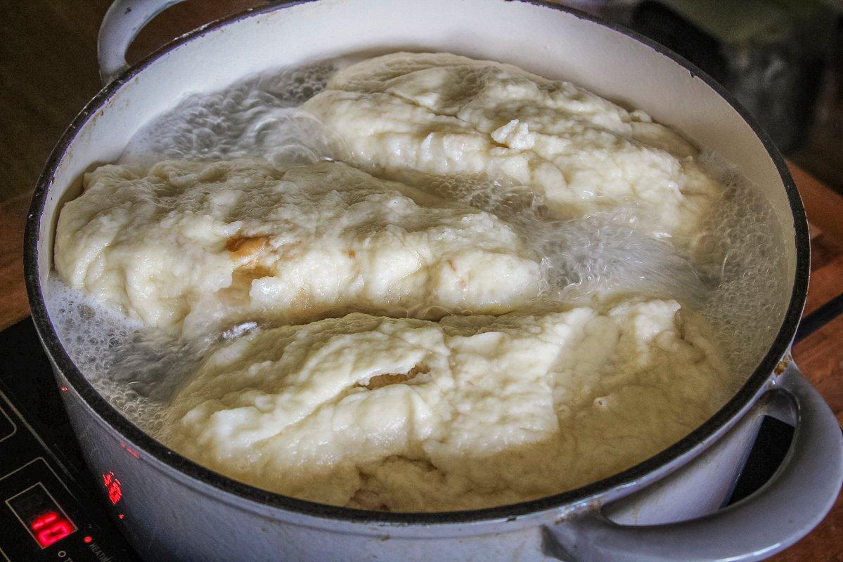 Boil the dumplings in salted water until cooked through.