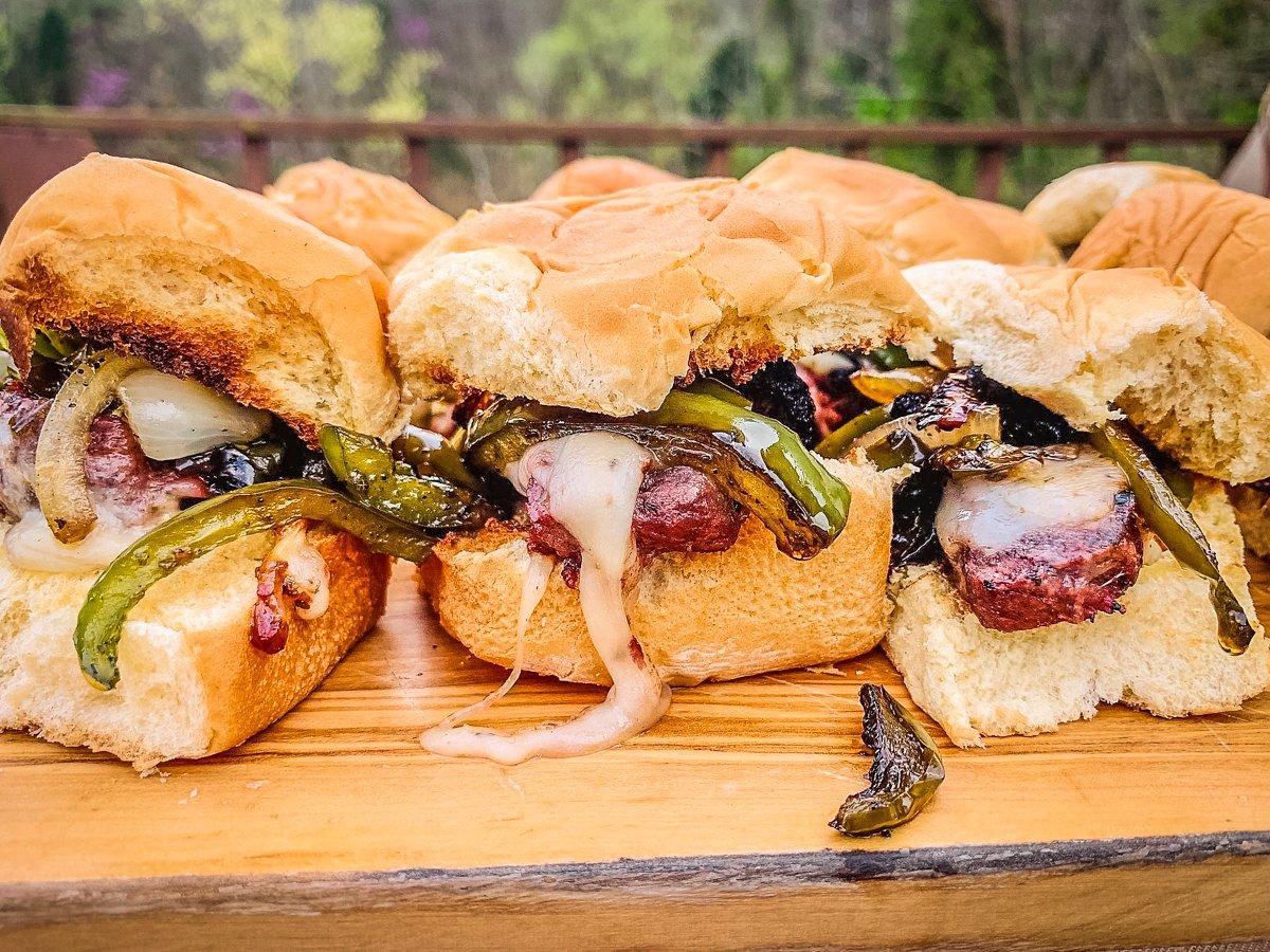 Venison Campfire Philly Cheesesteaks