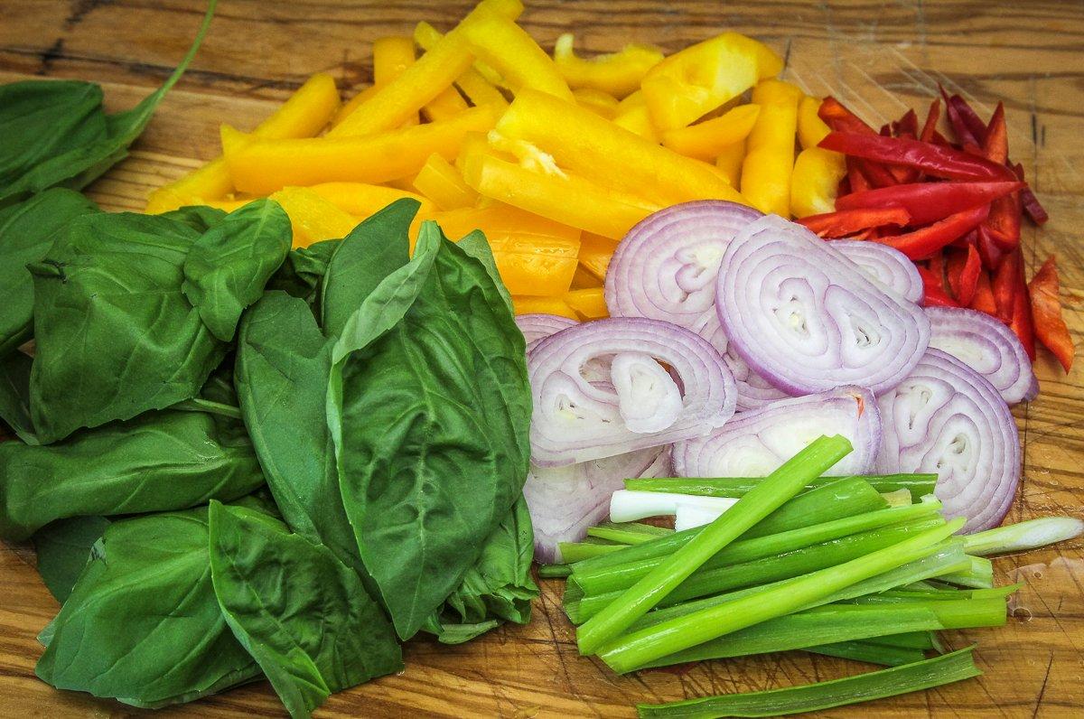 Prep the vegetables before starting to cook.