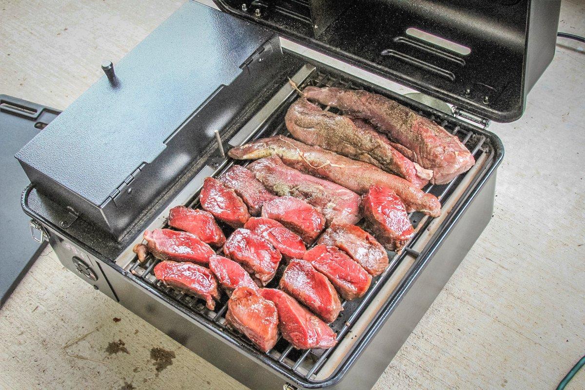 Start by saving a bit of grilled backstrap or tenderloin from an earlier meal.