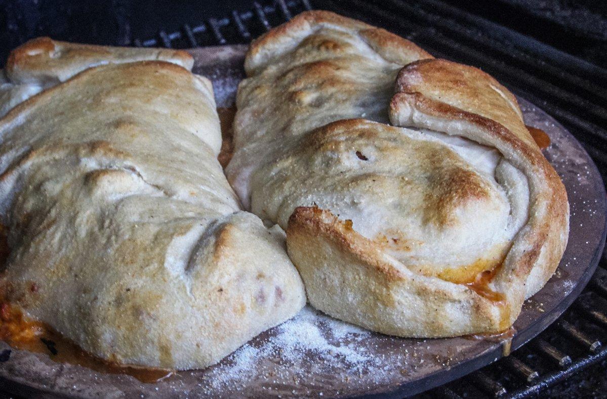Bake the calzones on a pizza stone in the Traeger for wood-fired flavor.