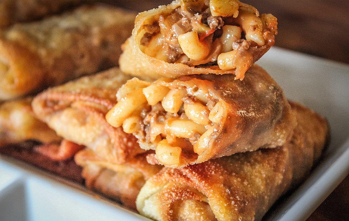 Venison Cheesy Mac Egg Rolls