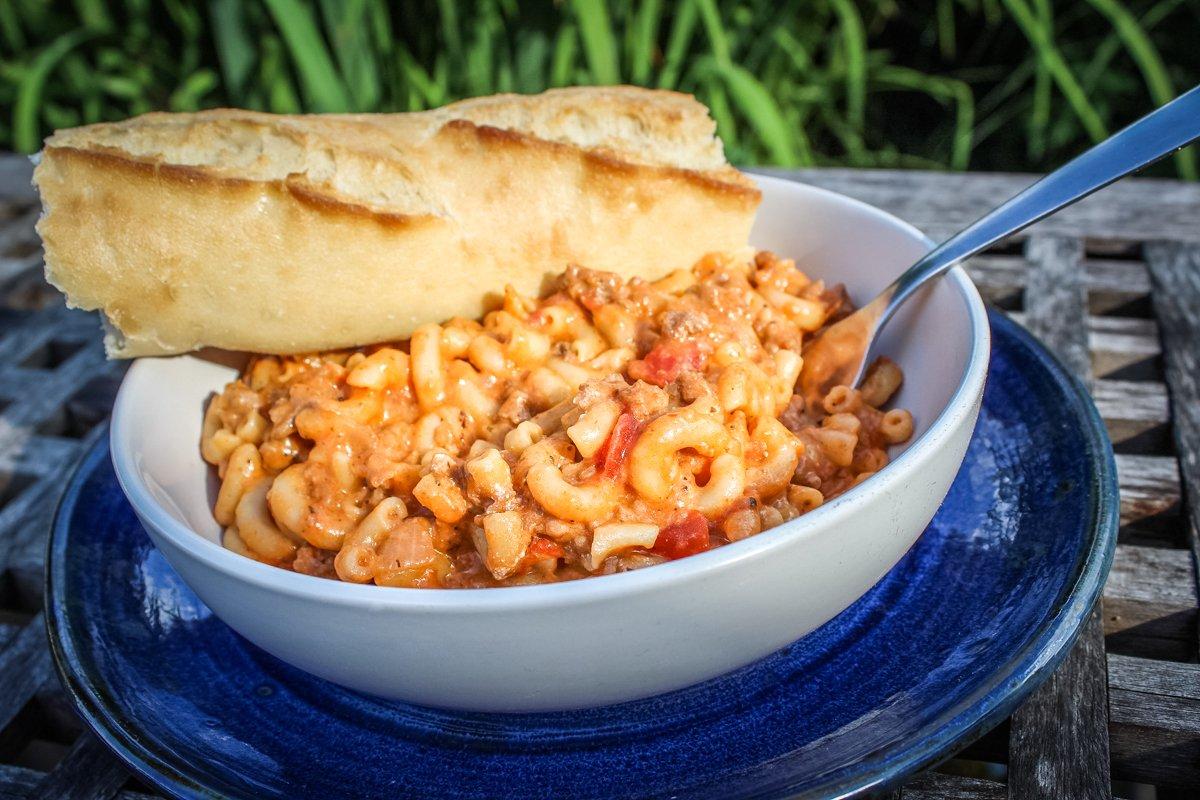 Serve the goulash with a chunk of crusty bread or a salad to make a meal.