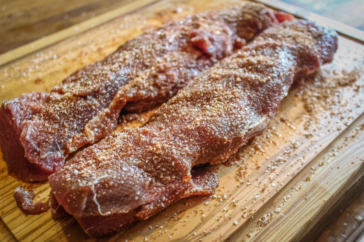 Coat the backstrap well with the Mexican inspired rub recipe.