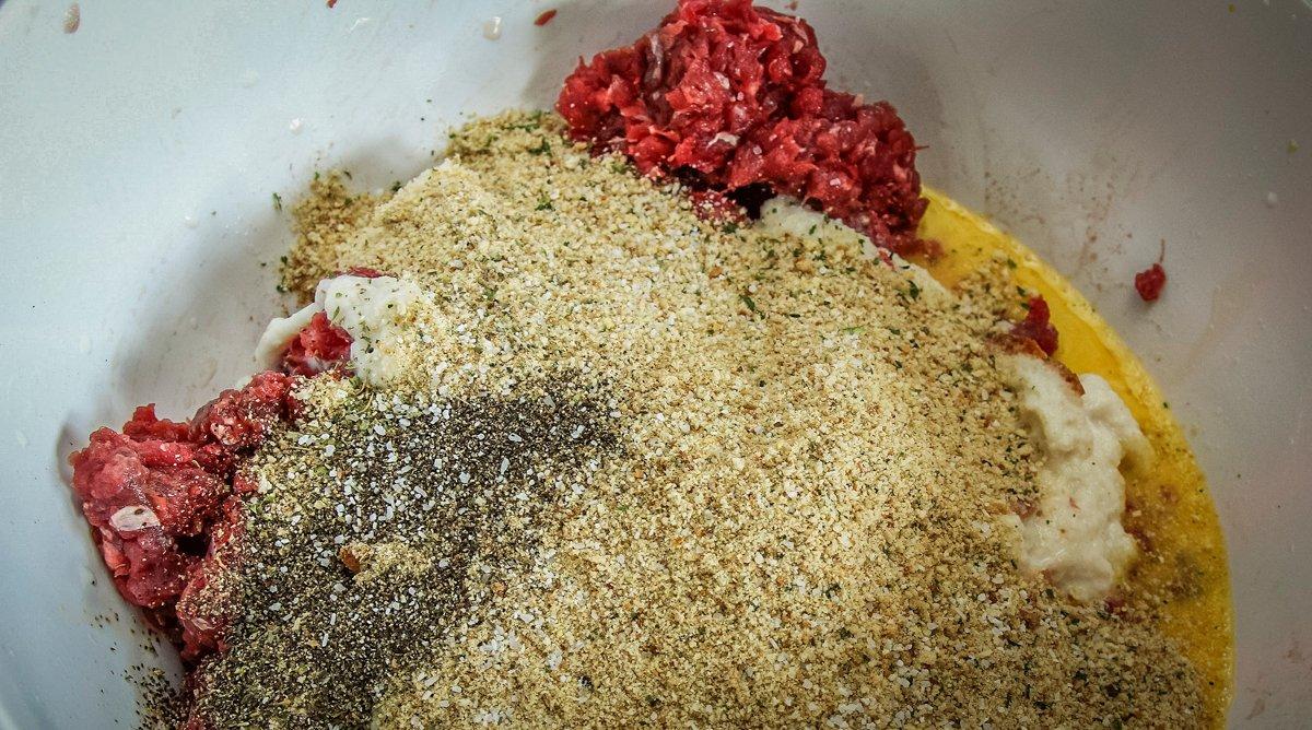 Mix the meatball ingredients in a large bowl until everything is well-blended.