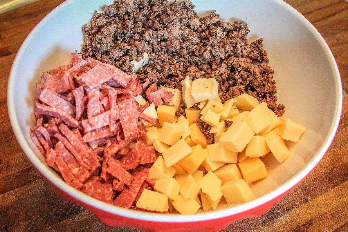 Mix the filling ingredients in a large bowl.