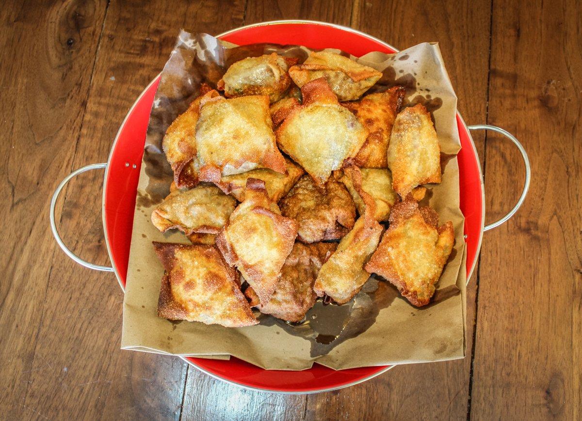 Drain the fried pockets on a paper lined platter while you continue cooking the rest of the batch.