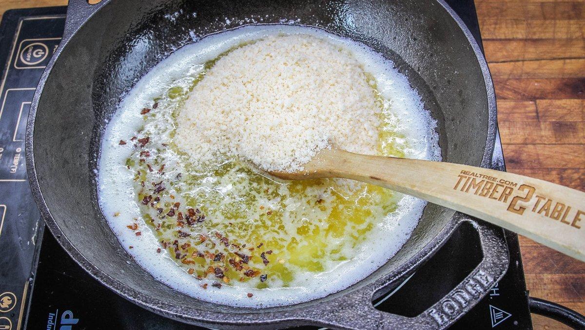 Heat the butter and blend in the sauce ingredients. 