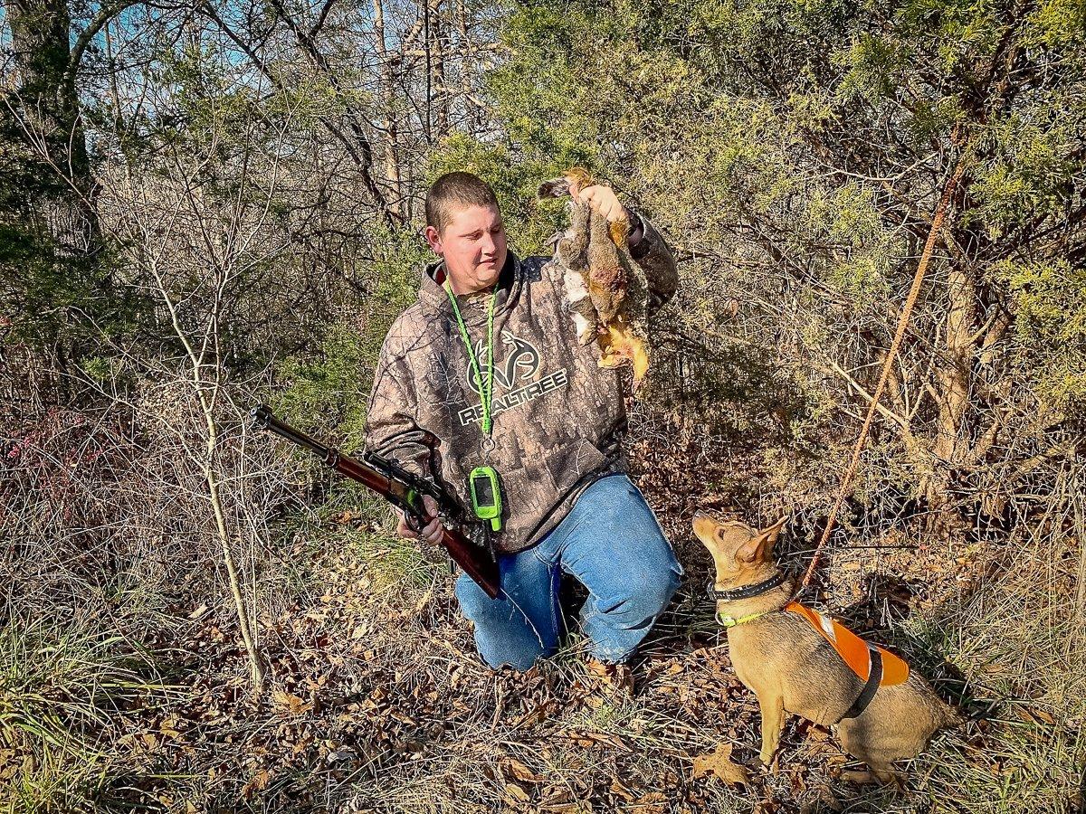 Potroast and his Mountain Feist Ellie with proof that hunting with a good dog adds excitement to chasing squirrels. Image by Michael Pendley