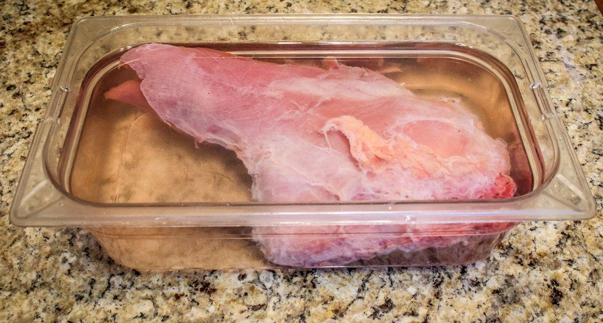 Brine one side of a turkey breast for 6-8 hours.