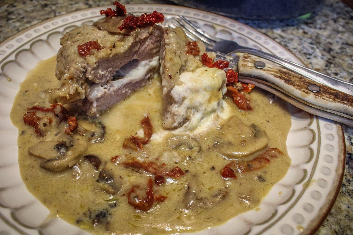 Serve the turkey with a liberal amount of the mushroom sauce spooned over it.
