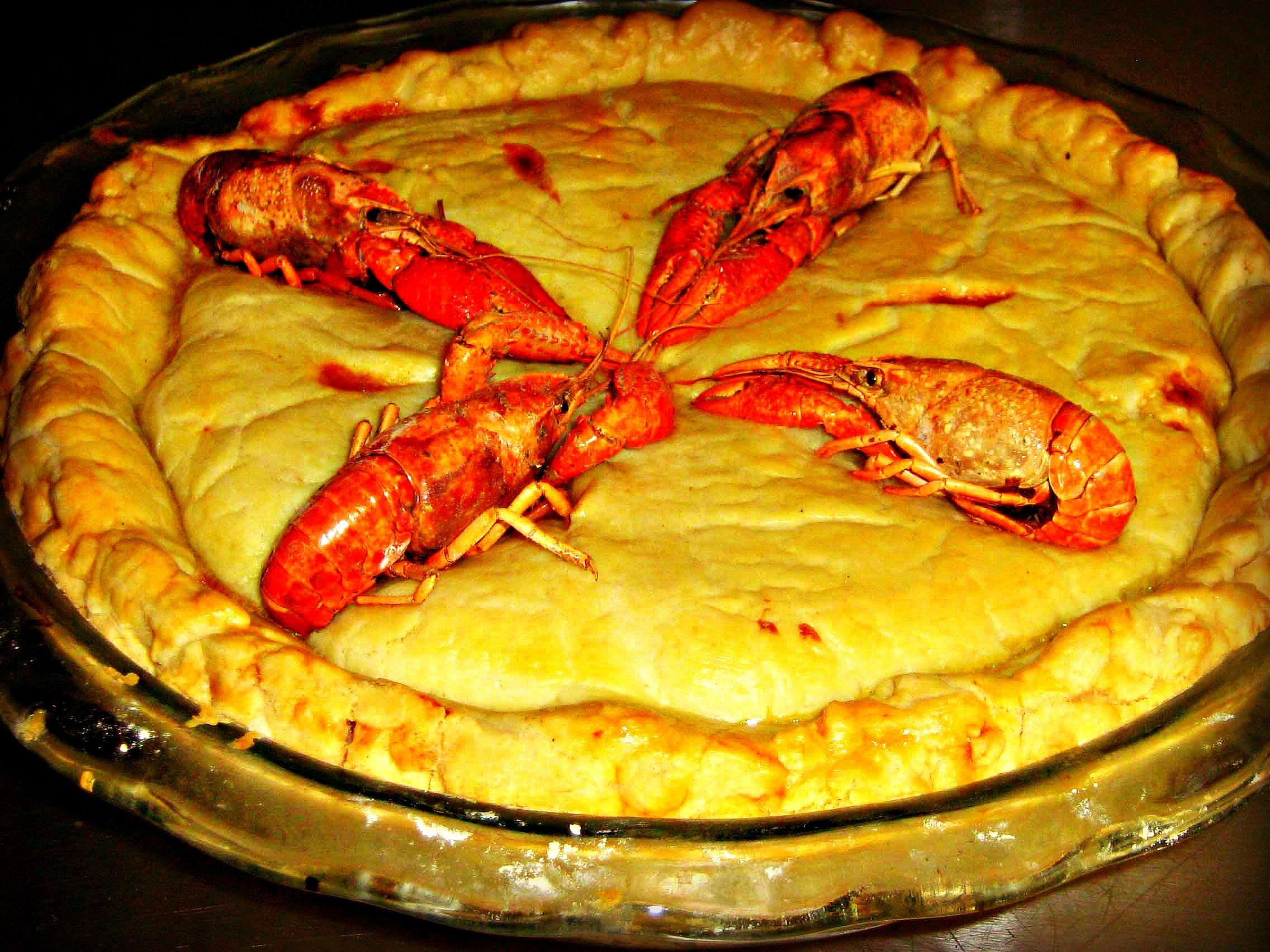 Top the pie with whole crawfish for a striking appearance.