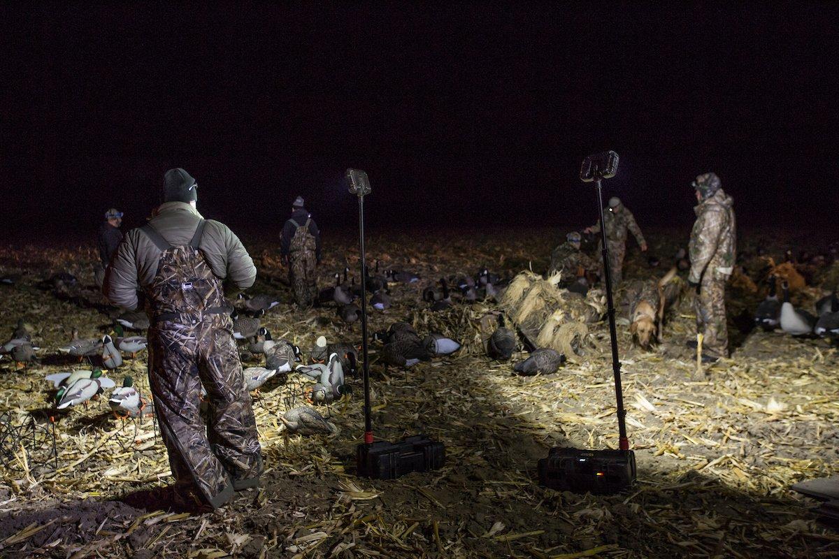 Don't wait until light to realize you need to move or tweak the decoys. Double-check details before the action. Photo © Tom Rassuchine