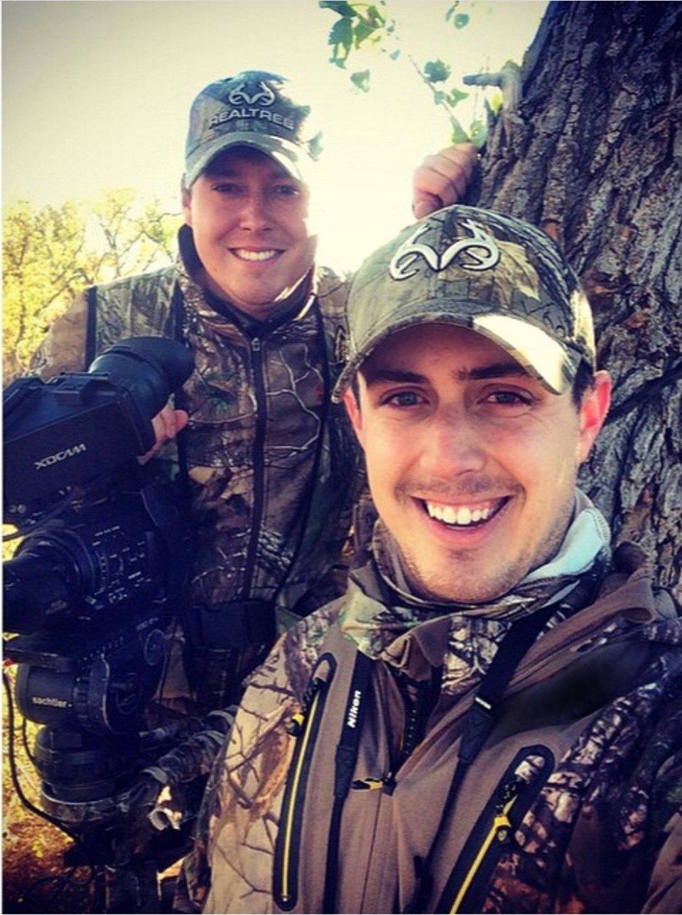 Tyler Jordan and Johnny Carter take a selfie in the treestand. (Tyler Jordan photo)