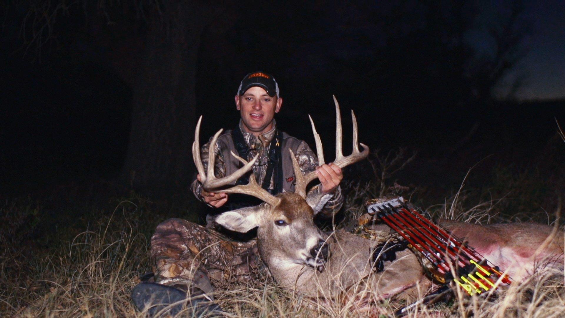 Dave Bogart with his decoy-crazed brawler buck. 