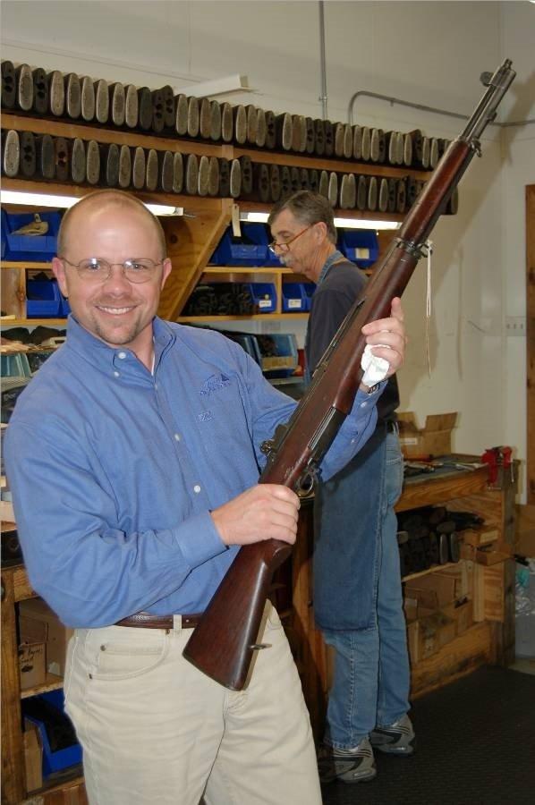 Dodd with an M1 Garand rifle. Context unknown. Image by Stephanie Mallory