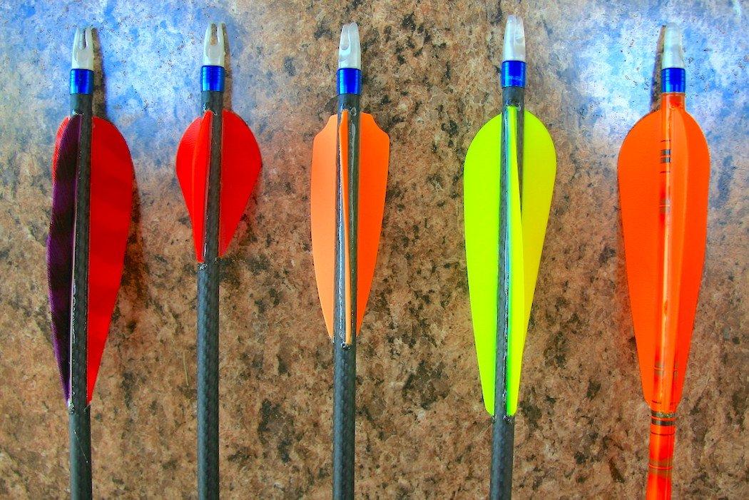 Fletching, like other arrow components, slow velocity in direct relation to added mass — though velocity loss from lightest to heaviest fletching proved minimal. (Patrick Meitin photo) 
