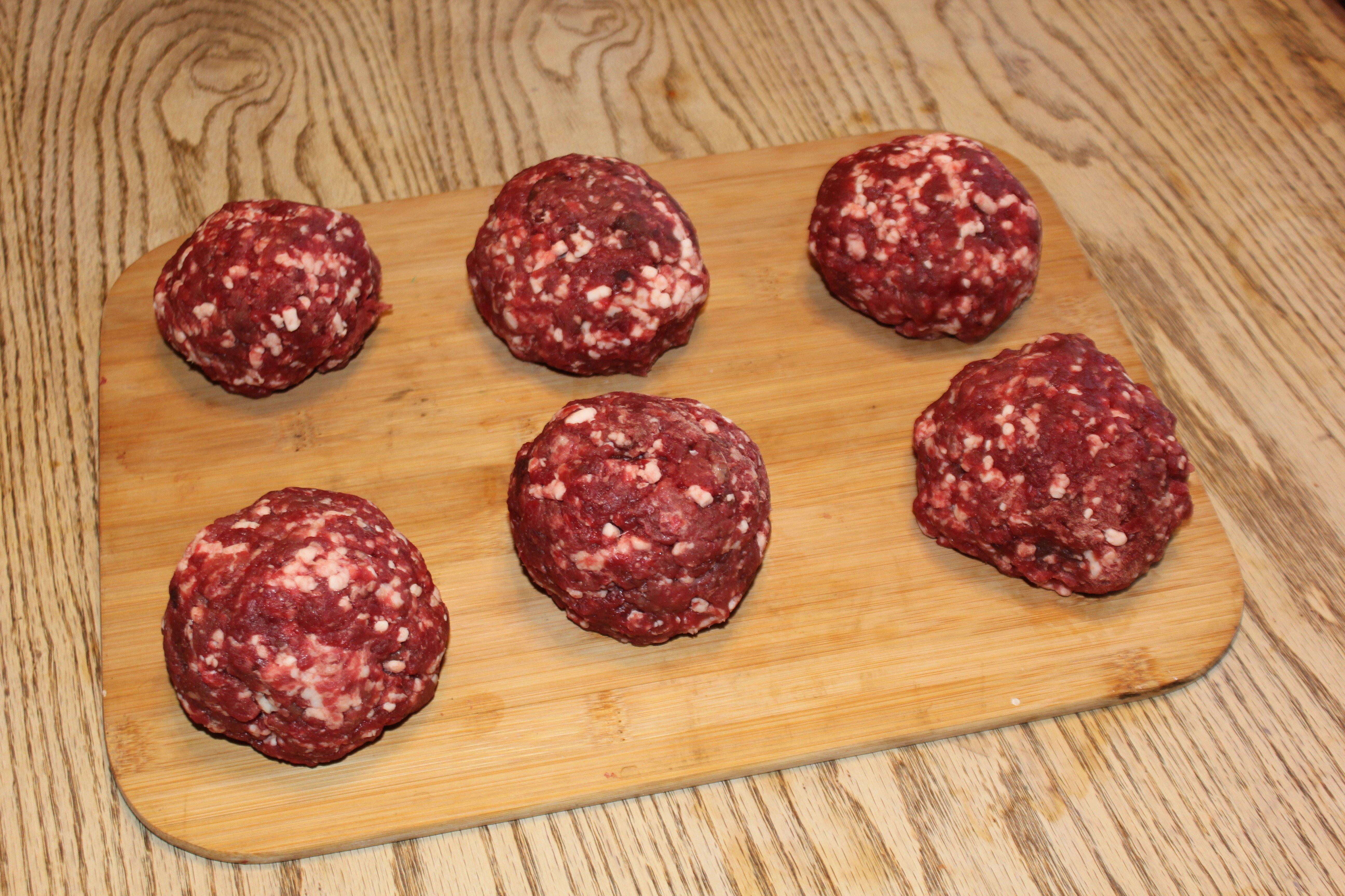 Form venison into half pound balls