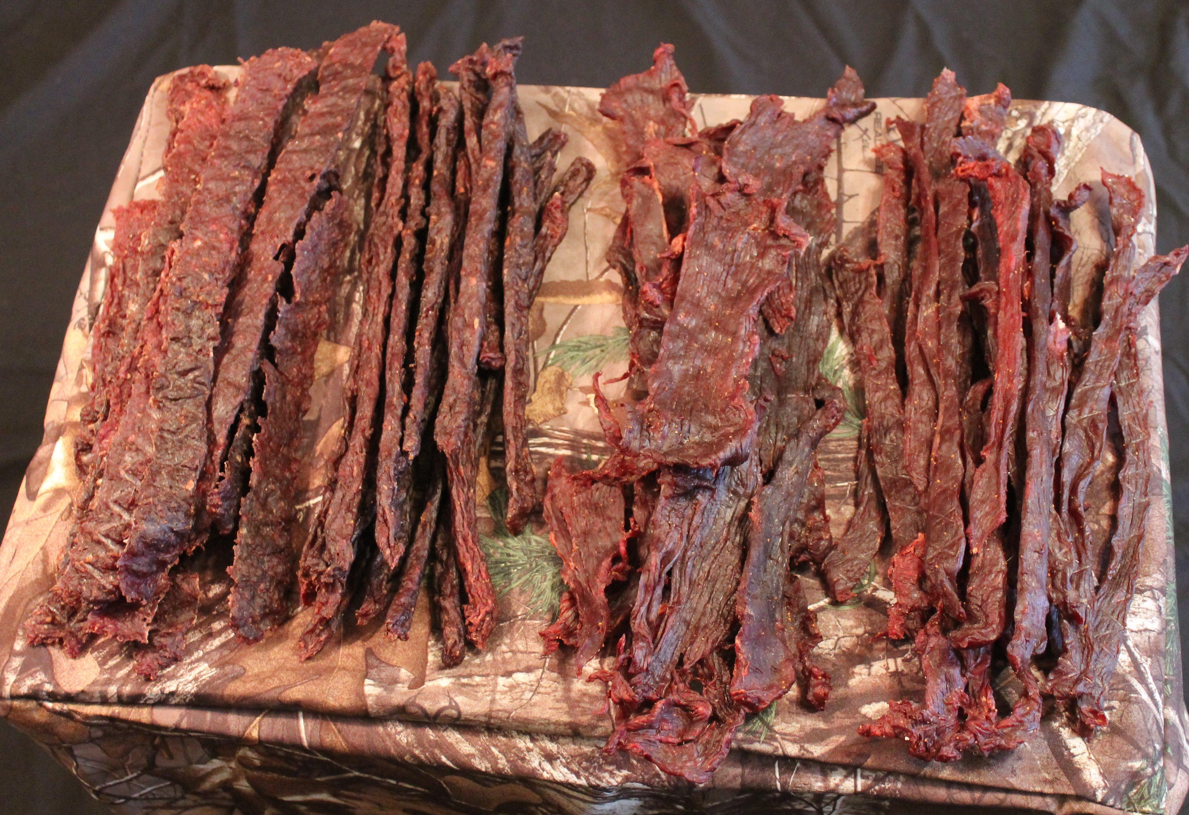 Four styles of finished jerky.