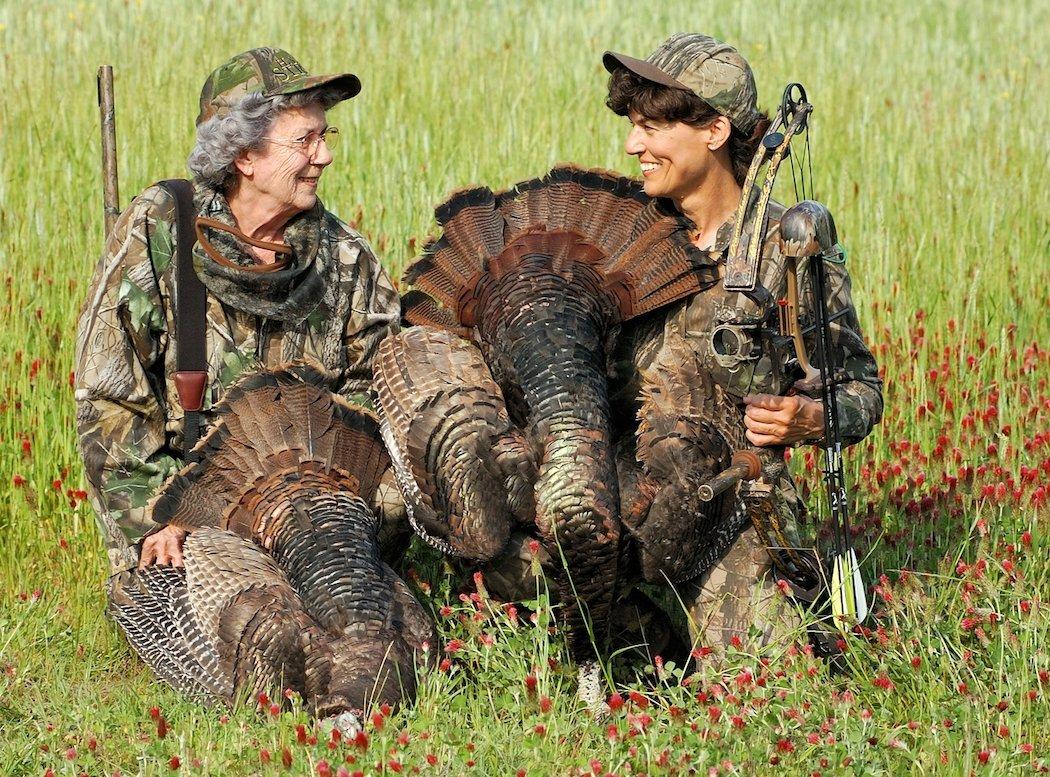 Tes was raised in a hunting family and here she is pictured with her mother,  Ernestine, after a successful mother/daughter turkey hunt. ©Tes Randle Jolly