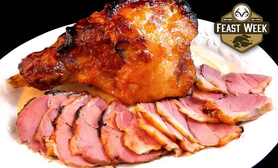 Baked Wild Pig Ham with Peach Bourbon Glaze - Realtree Camo