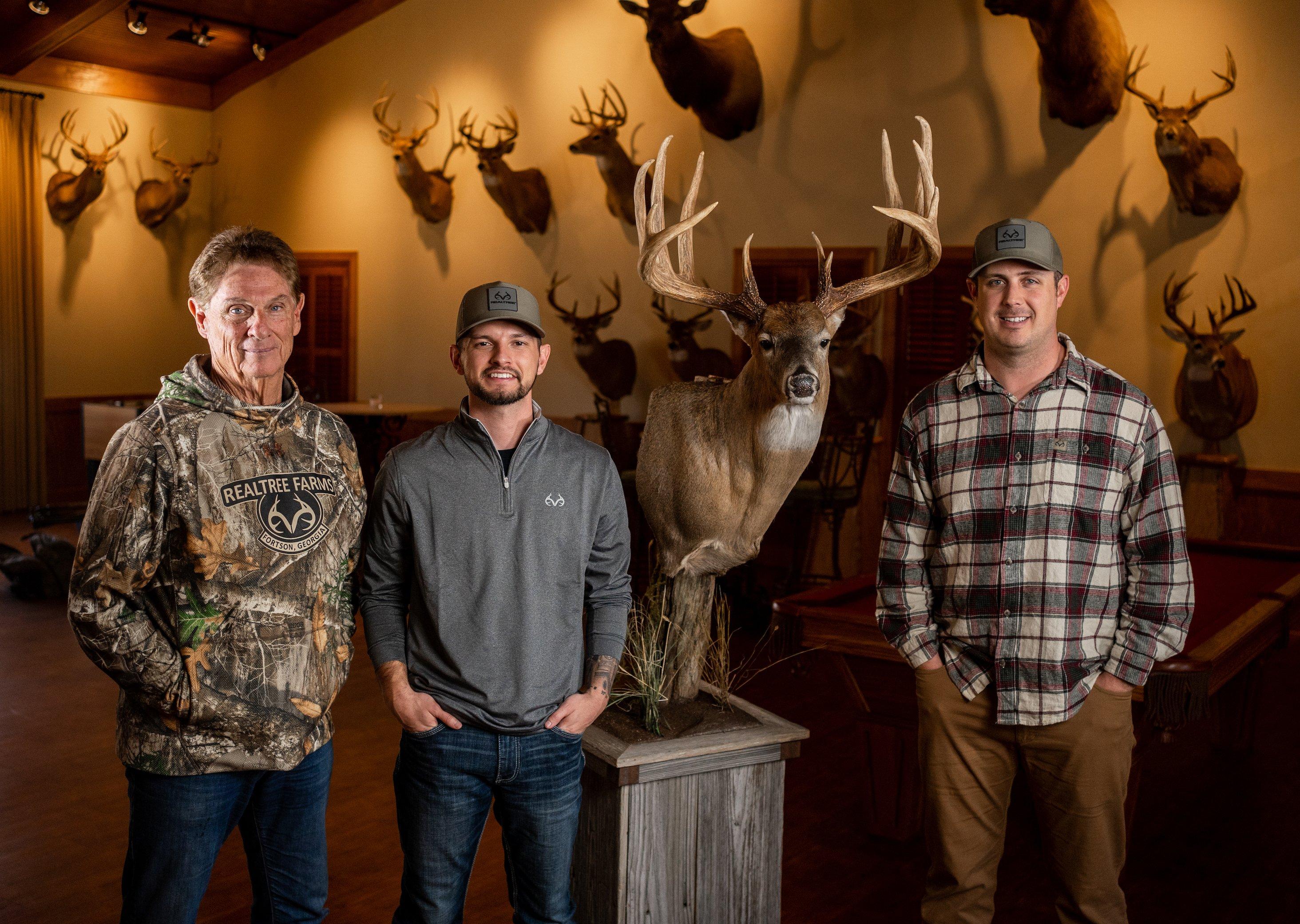 Bill and Tyler Jordan with Dustin Huff and his monster Indiana whitetail. 