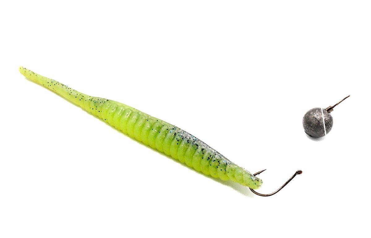 Straight, subtle baits hooked through the nose flutter naturally and drive bass crazy. 
