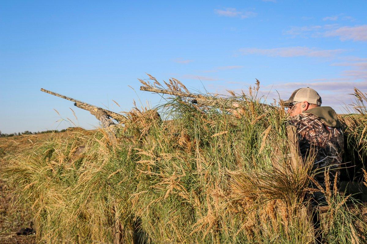 A-frames can hide large groups of hunters in cover-challenged situations. Photo by Brian Lovett