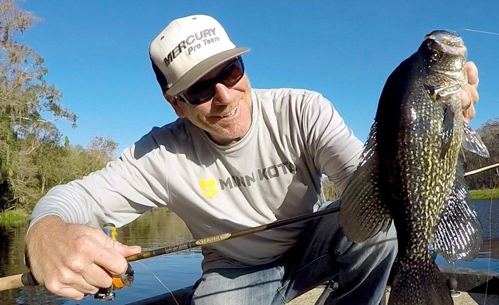 Hi-vis braided line is a good choice for jigging crappies in heavy cover. Image by Joe Balog