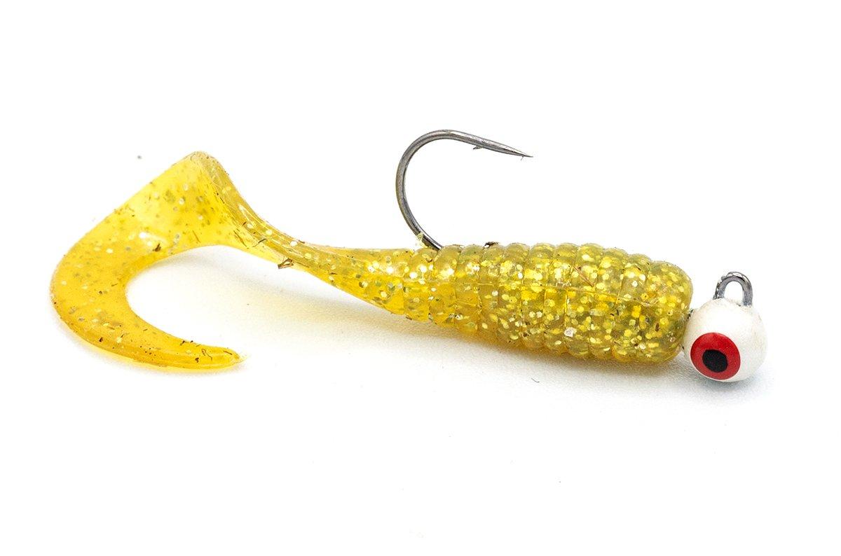 Cover water by casting brightly colored twister tails on 1/8-ounce jigheads. Image by Joe Balog
