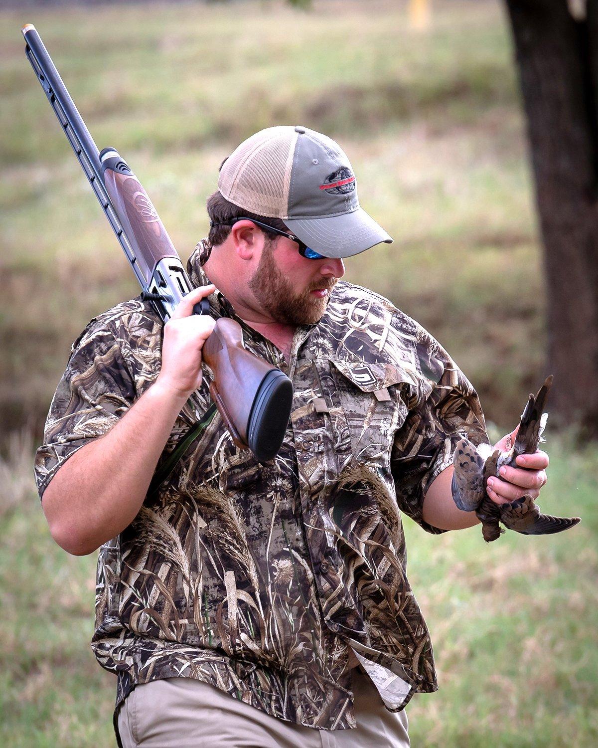 The dove hunter who shoots from a kneeling position will have more shooting opportunities than one who stands before pulling the trigger. Image by Johnny Sorensen