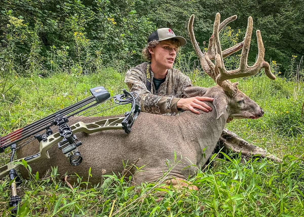 Logan Beach with his opening-day Kentucky velvet buck. Image by Logan Beach Logan Beach with his opening-day Kentucky velvet buck. Image by Logan Beach