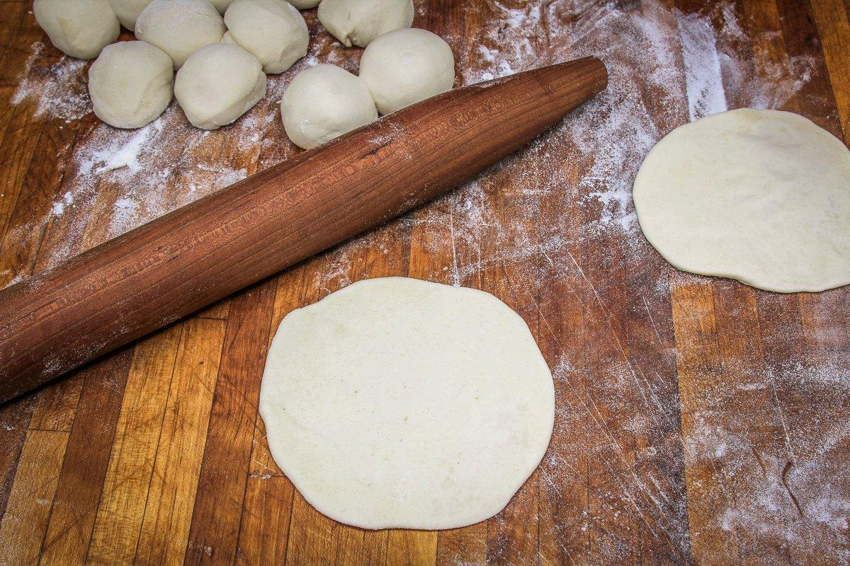 Use a rolling pin to make thin rounds.