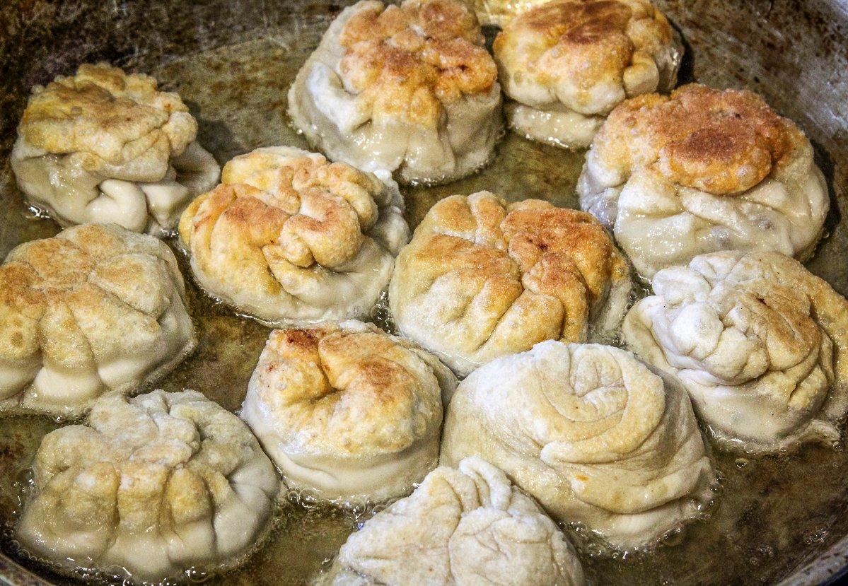 Fry the buns for around 4 minutes per side or until crispy and golden on top and bottom.