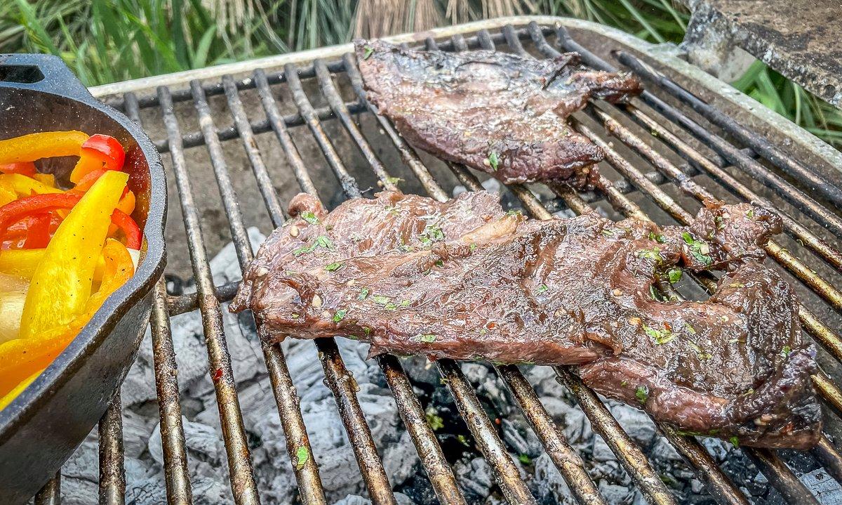 Grill the skirt steak for only a few minutes per side to prevent overcooking.