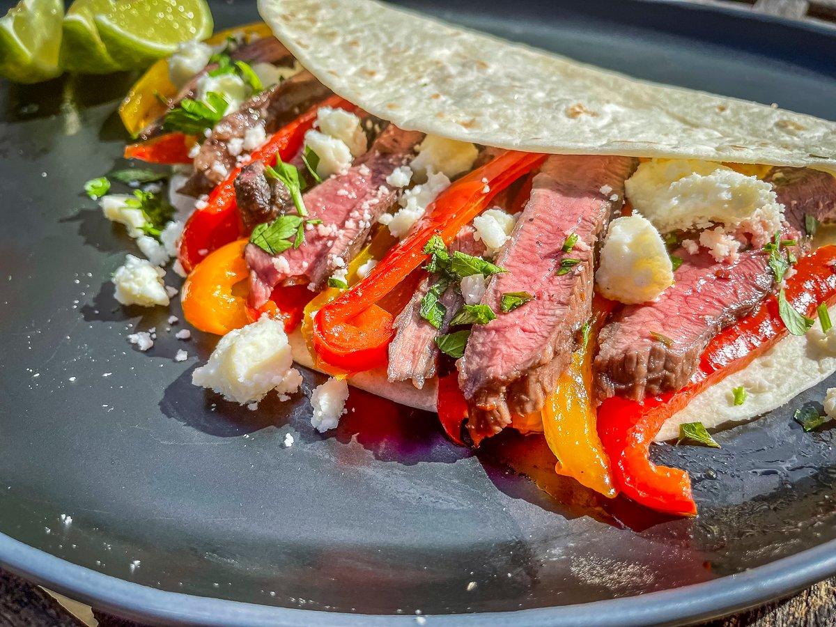 Marinated for tenderness, skirt steak is the perfect cut to grill up for fajitas.