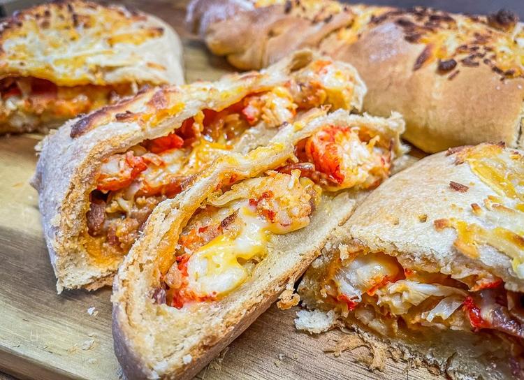 Bacon and Crawfish Stuffed Cheese Bread