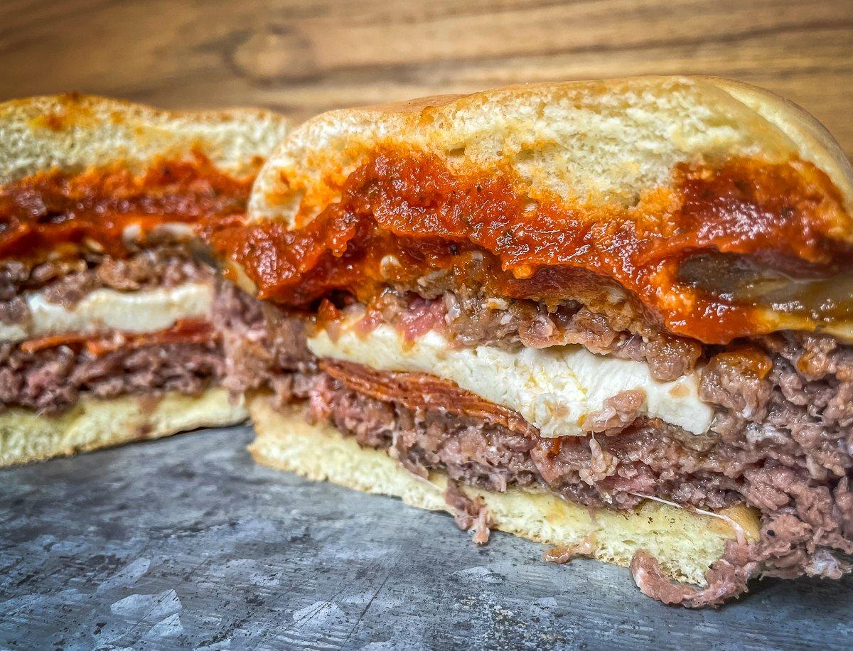 Stuffed Elk Pizza Cheeseburgers