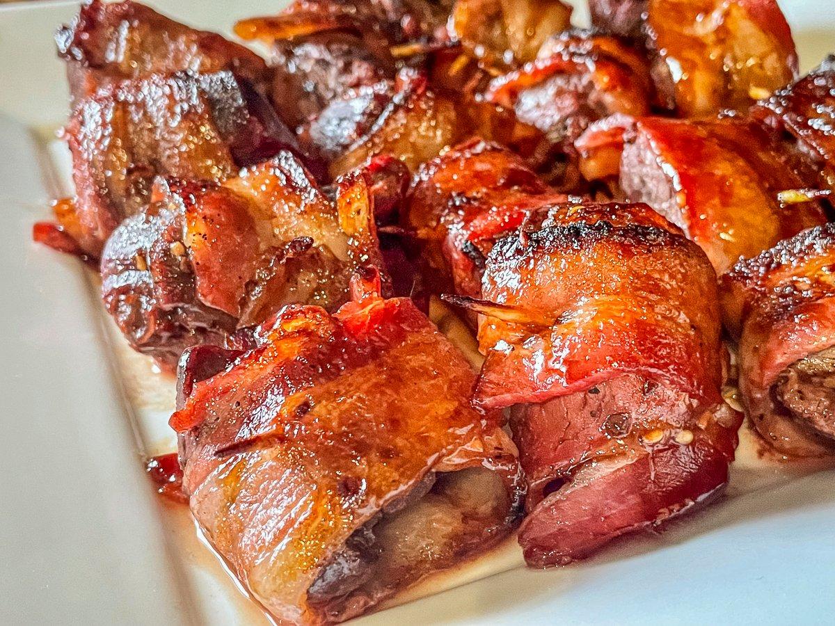 Sweet and Spicy Bacon Wrapped Backstrap Bites - Realtree Camo