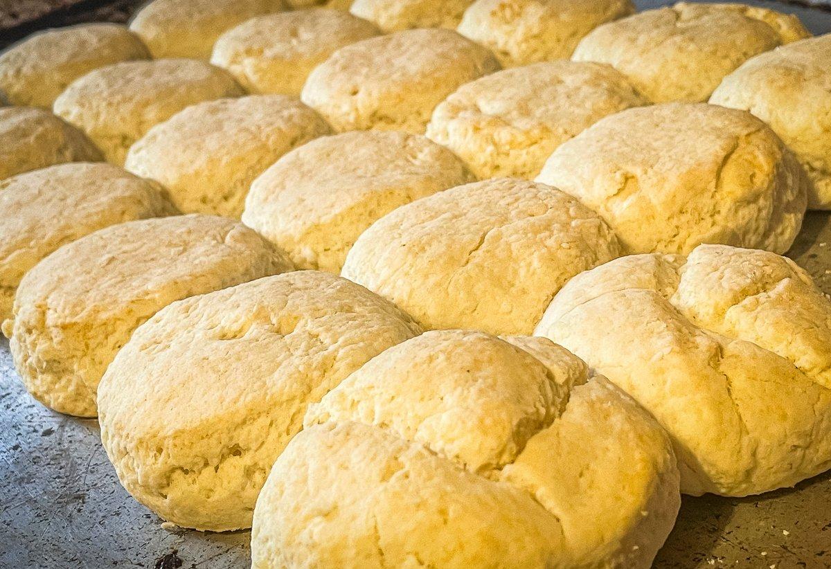 Bake the biscuits to a golden brown.
