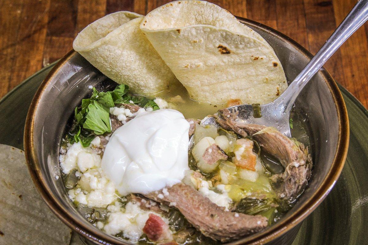 The slow-simmered wild turkey meat pairs nicely with the bright flavors from tomatillos. 