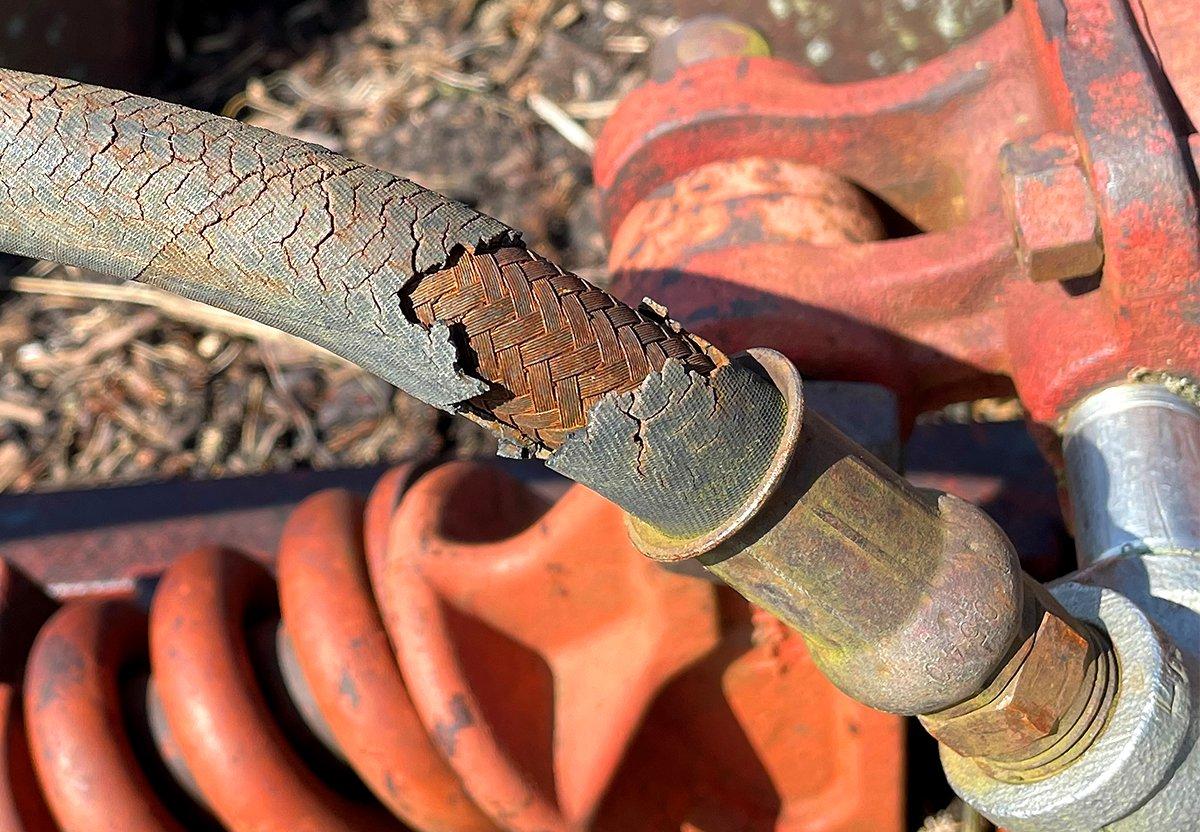 Inspect hydraulic lines for signs of cracking and wear. Image by M Pendley