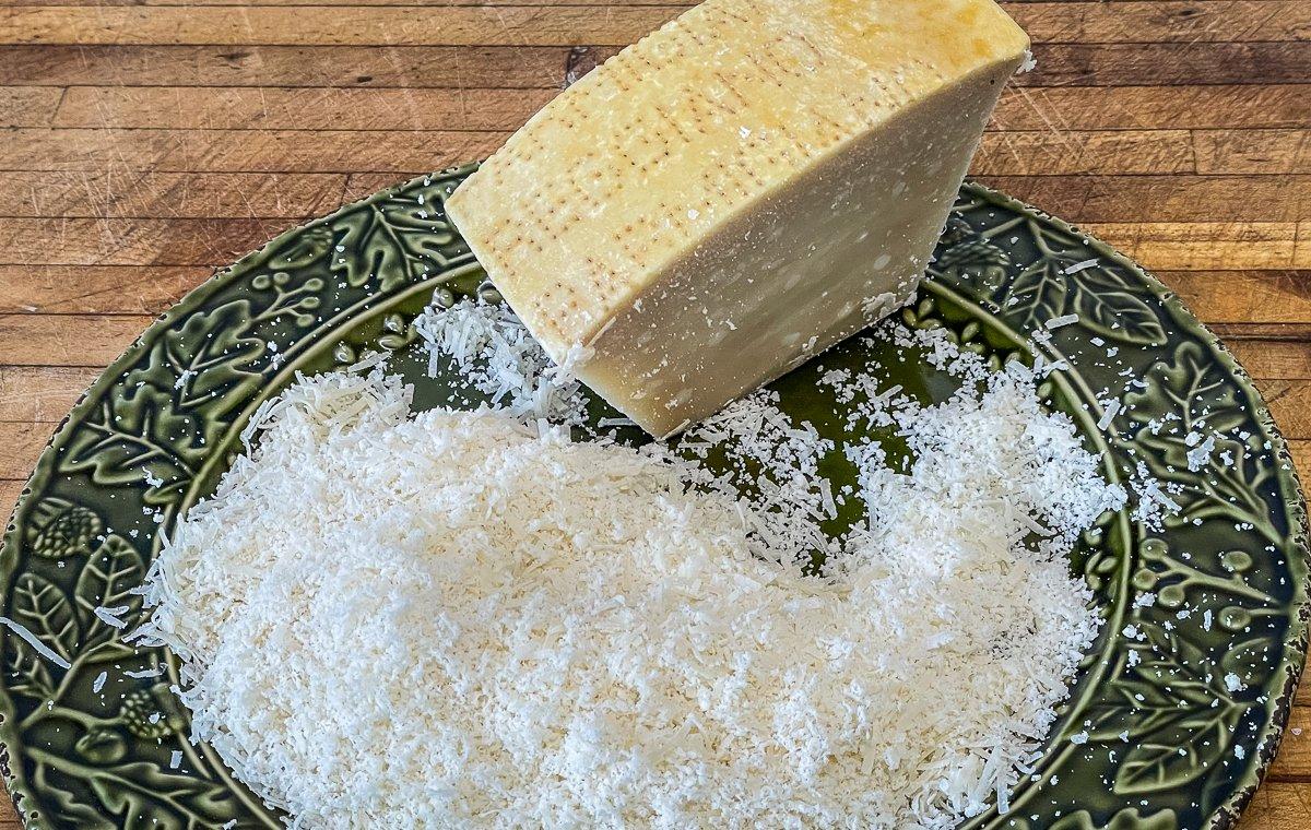 Start with freshly grated Parmesan cheese.