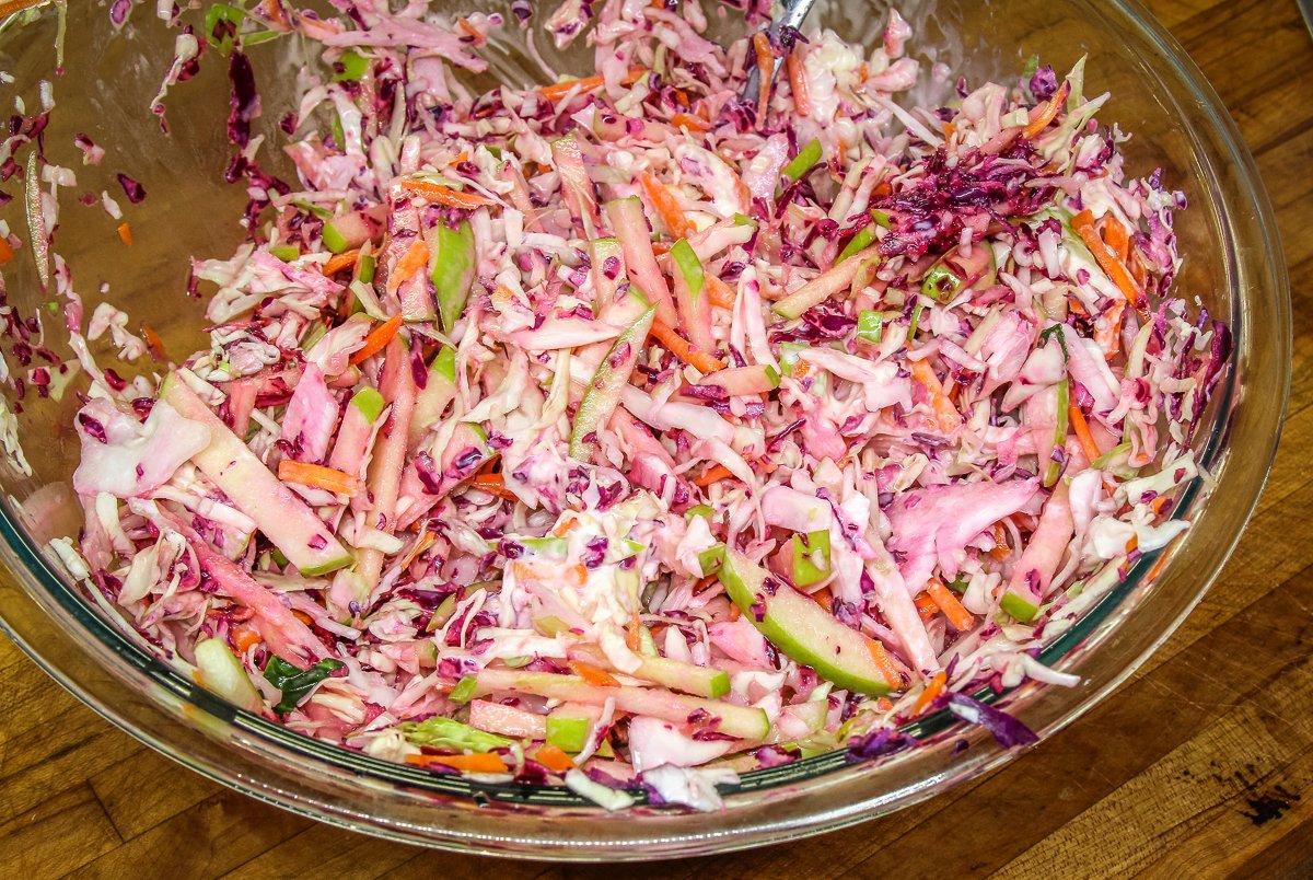 Blend the slaw ingredients up to a day or two before making the tacos.