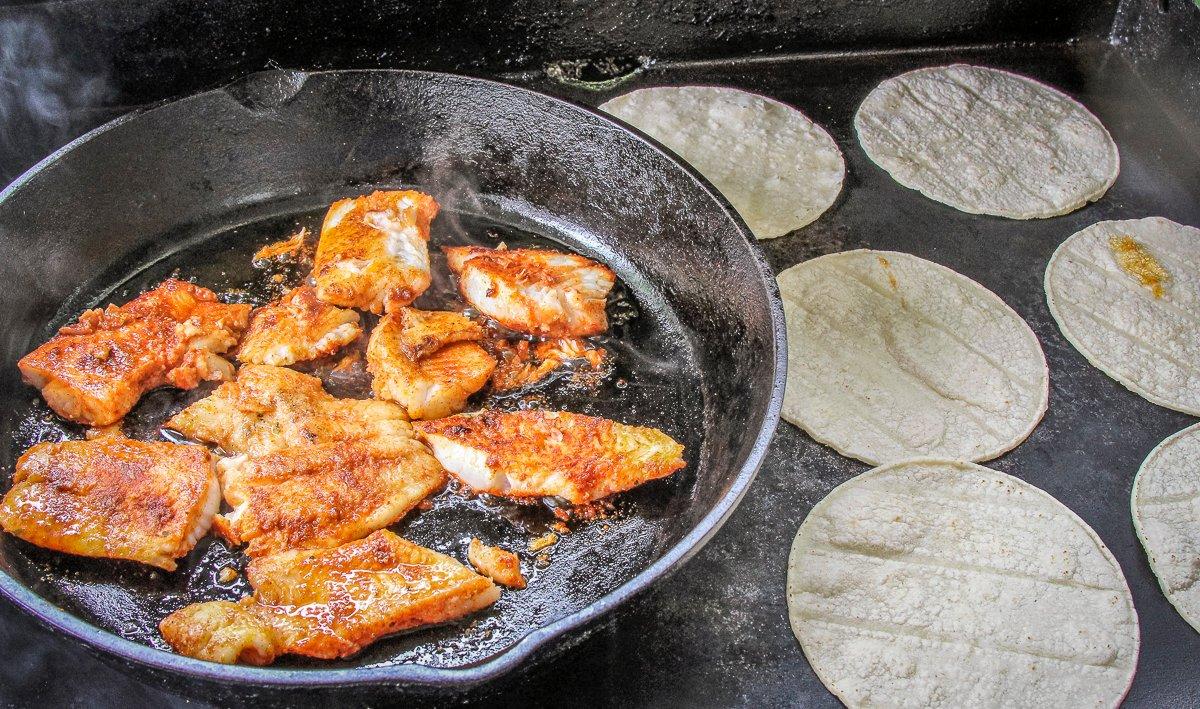 Blackening fish makes some smoke so we like to do it outside when possible.