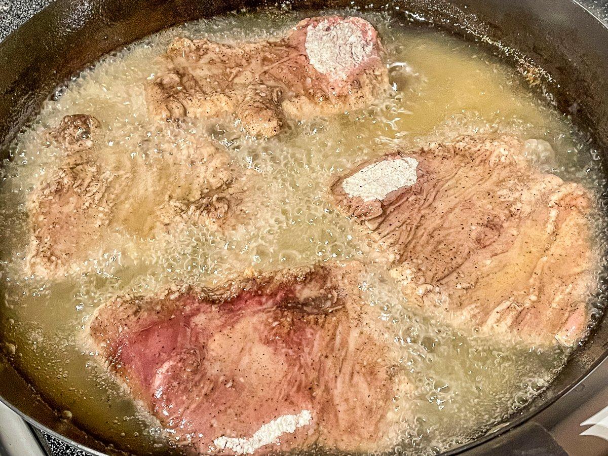 Fry the tenderloin to a crispy golden brown.