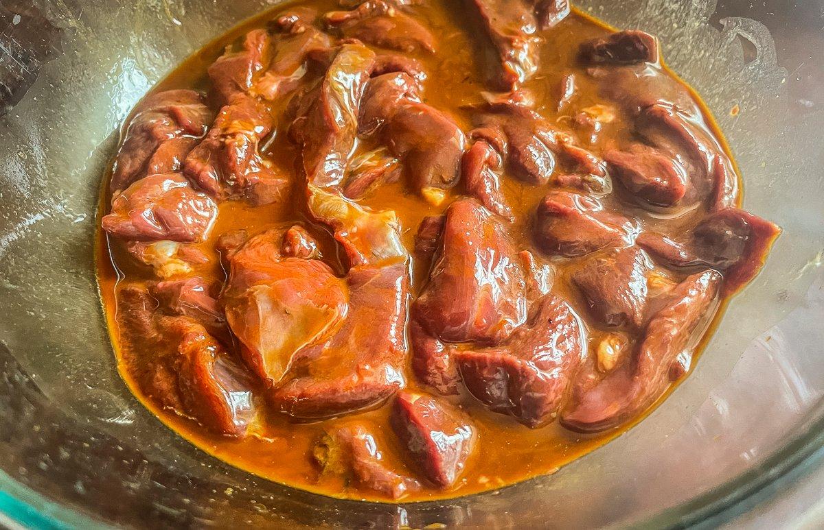 Marinate the duck in the corn starch slurry.