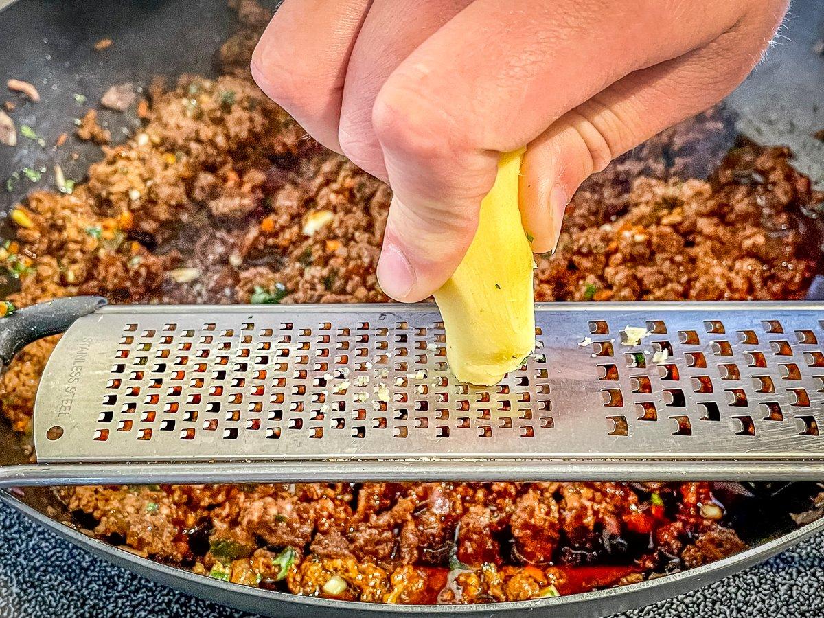 Grating fresh ginger adds extra flavor.