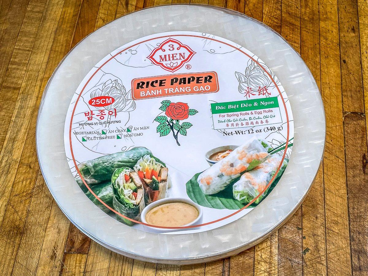 You can find rice paper spring roll wrappers at most large supermarkets.